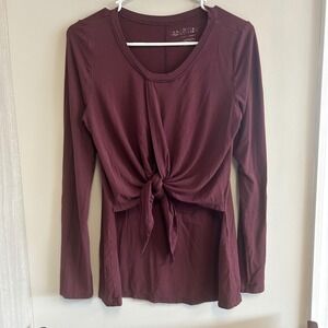 Latched Mama XS nursing Long Sleeve Tie Front Nursing Top Burgundy Comfort